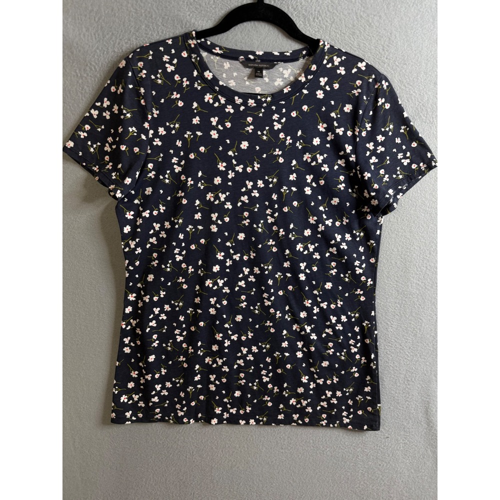 Banana‎ Republic Top Women's Medium Floral Print T-Shirt Short Sleeve Casual